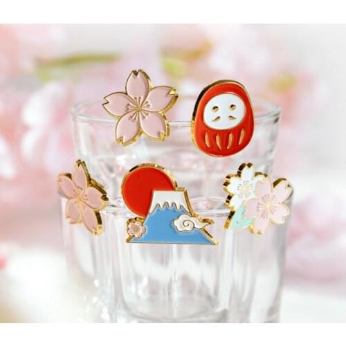 1PC Japanese Style Cartoon Badge cherry blossom Icon metal Brooch Decoration On Clothes Backpack For Kids DIY Accessories