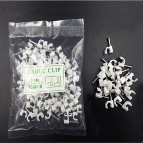 100pcs 5mm Diameter Plastic Circle Cable Nail Clips