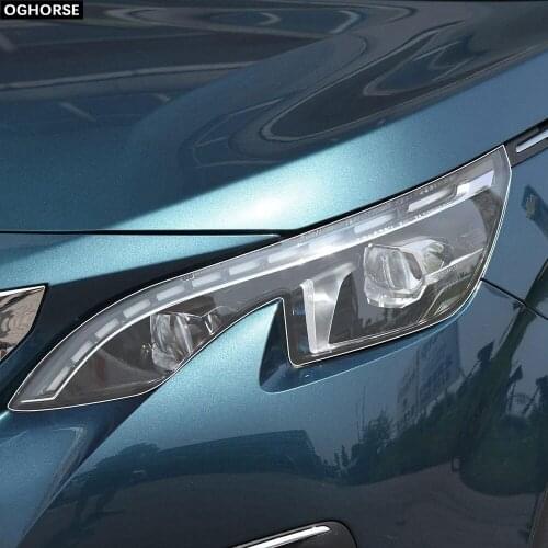Car Headlight Protective Film Headlamp Restoration Transparent Black TPU Sticker for Peugeot 5008 2017-Present Accessories