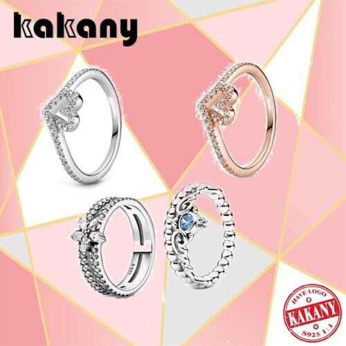 2021 New Fashion 100% S925 Sterling Silver Love Peach Crown Tiara Flower Ring Original Diy Jewelry Romantic Gift For Lady