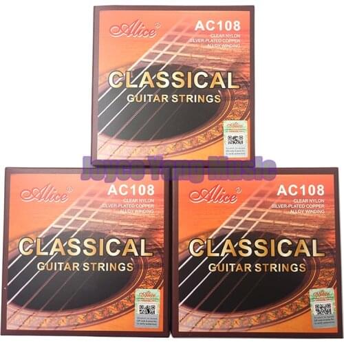 3 Sets Alice A108-N Clear Nylon Classical Guitar Strings 1st-6th Strings Free Shipping Wholesales
