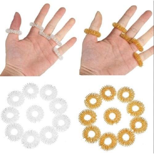 5pcs/Lot Finger Massage Rings Acupuncture Ring Health Care Gold Silver #88114