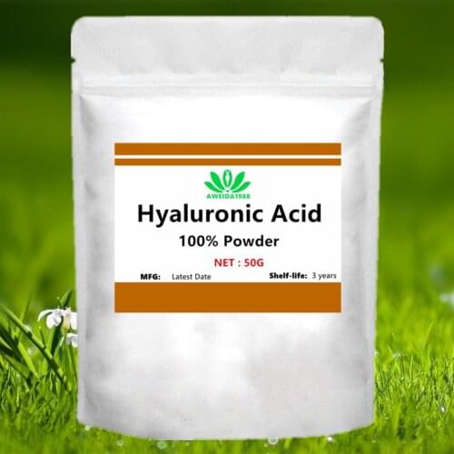 50-1000g 100% Hyaluronic Acid Powder Food Grade,Moisturizing,anti-ultraviolet,wrinkle,promoting wound healing,antibacterial