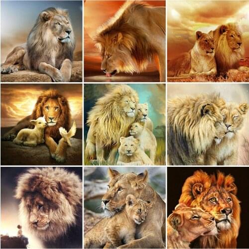 5D Diamond Painting Animal Lion Face Cross Stitch Kit Full Drill Square Embroidery Mosaic Art Picture of Rhinestones Home Decor