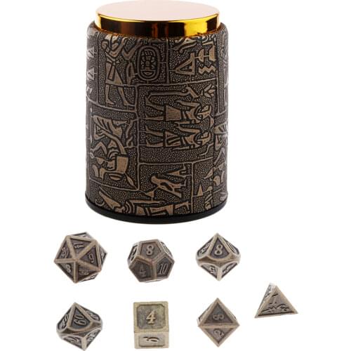 7 Pieces DND Dice Set with Dice Cup - Metal Polyhedral Dice Sets for RPG Gaming (14mm)