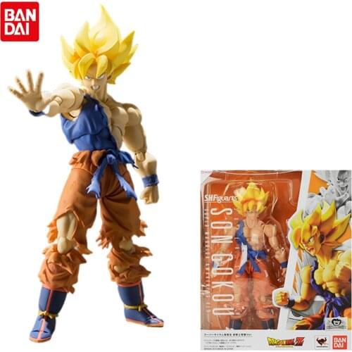BANDAI Dragon Ball Z SHF Super Saiyan Battle Damage Son Goku PVC Action Anime Figure Model Collection Kids Toys