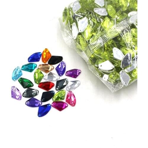 Big Bag Wholesale 17x27mm15x24mm12x18mm Fan-shaped Acrylic Flatback Sew Rhinestone DIY clothing crafts