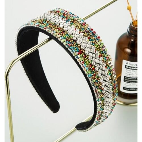 Brand New Fashion Glittering Crystal Hair Band Womens Fashion Versatile Inlaid Rhinestone Wide Edge Party Hair Accessories