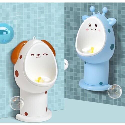 Kids Boy Urinal Toddler Wall-Mounted Hook Potty Toilet Training Learn Stand Vertical Adjustable Urinals Animal Boy Pee Toilet