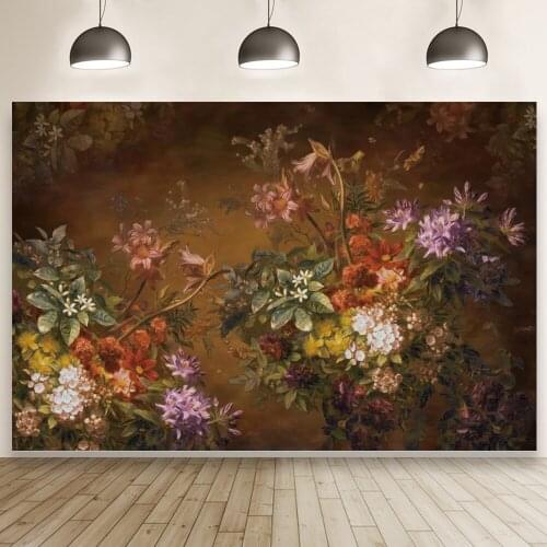 Flower Style Painting Newborn Baby One-year-old Photography Backdrop Birthday Background Photocall Prop Banner Photo Decorations