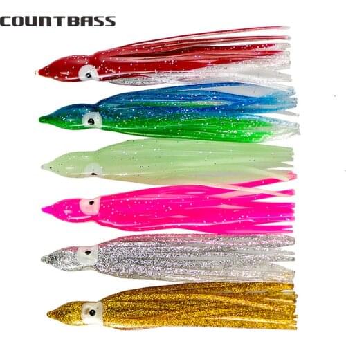 COUNTBASS 30PCS Trolling Squid Skirts 12cm 15cm 18cm, Soft Octopus Lures, Hoochie Fishing Baits, Tuna Tail, Tackle Craft