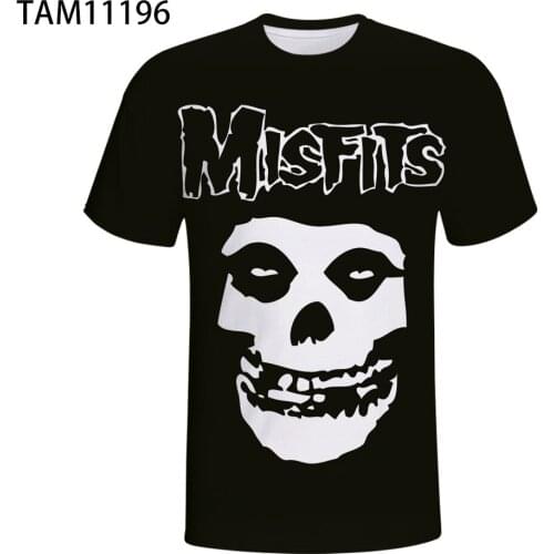 Misfits11112021 Fear Skull 3D Printing Mens And Womens Personality Trend Sweat-Wicking O-Neck T-Shirt