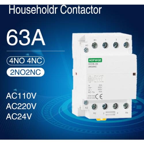 HCH8-63 40A Modular Contactor 4P 40A 4NO 4NC 2NO2NC 220V 110V Automatic Household Contactor Din Rail Type контактор