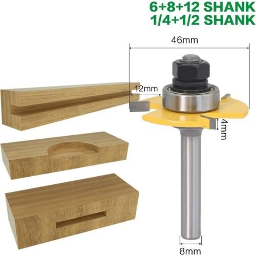 1 PC 8MM Shank 1/4"shank 6MM Shank 1/2 Shank 12MM Shank Groove Joint Assembly Router Bit Set 3/4"Stock Wood Cutting Tool