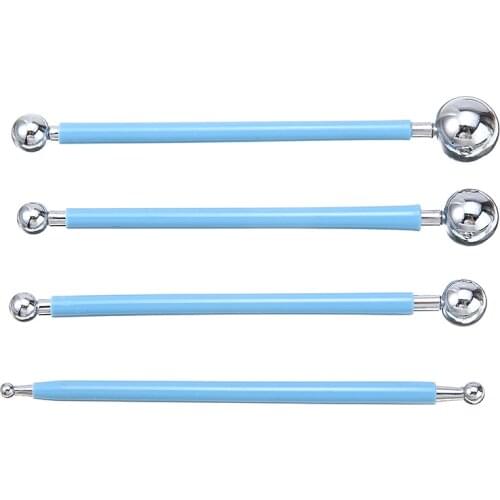 4pcs Stainless Steel Ball Flower Modeling Tools Fondant Cake Decorating Tools Set 120-130mm