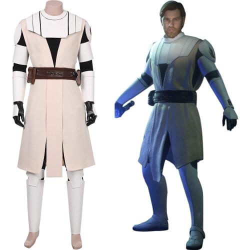 Movie Star Cosplay The Clone Wars Obi Wan Kenobi Cosplay Costume Uniform Outfits Coat+Pant Halloween Carnival Suit men gift