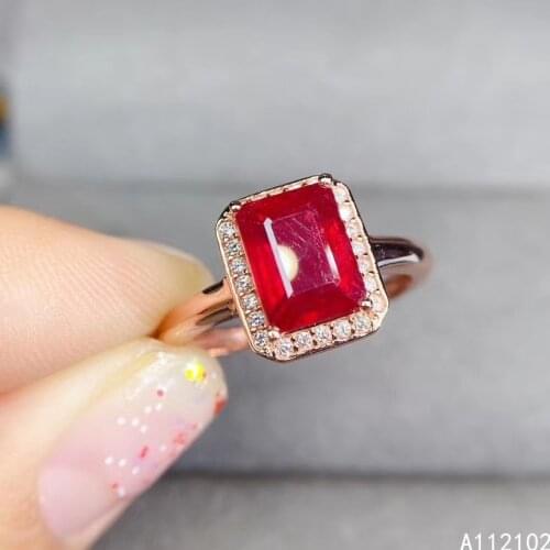 KJJEAXCMY fine jewelry S925 sterling silver inlaid natural ruby new girl exquisite adjustable ring support test Chinese style