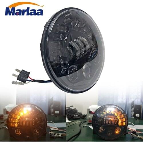 Marlaa 7" LED Headlight Motorcycle 7 inch LED Headlamp Round for Street Glide Softail Fatboy Road King Ultra Classic