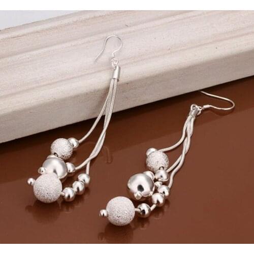 Fashion jewelry Earring For Women, Plated Earrings Triple Line of Beans Earrings E006 /AFSOMNGU PGZQDHRA silver color