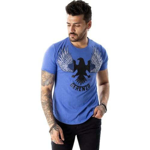 DeepSEA Men 'S T-Shirt Slim Fit Cotton High Quality Eagle Printed Wings Gemstone Everyday, Spring, Summer 2101881