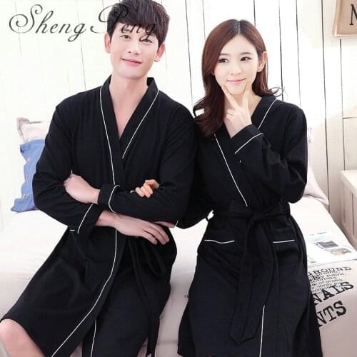 Male sleepwear robe long sleeve male woman unisex bath robe couples bathrobe solid color lovers sleepwear CC049