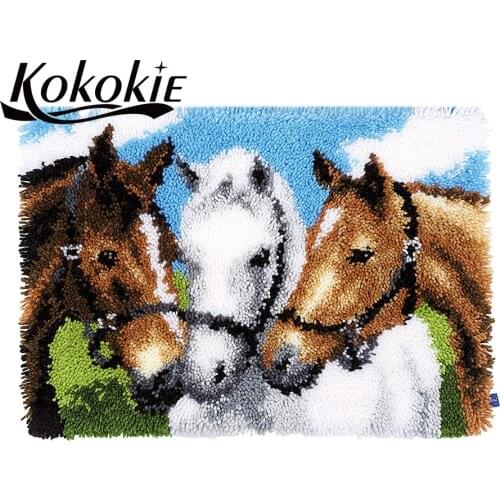 Latch hook kits diy rug printed canvas knooppakket tapijten accessories for carpet embroidery foamy floralkussen knooppakket