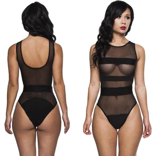 New Black Mesh One Piece Swimsuit Women Bodysuit Swimwear 2021 Sexy High Neck Bathing Suit Female Backless Perspective Swimwear