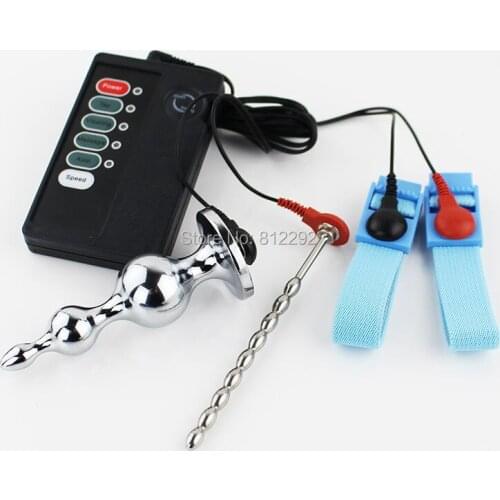 NEW Electro Kit Stainless Steel Penis Urethral Sounding Plug Electric Shock Cock Ring Ball Stretcher BDSM Sex Toys for Male