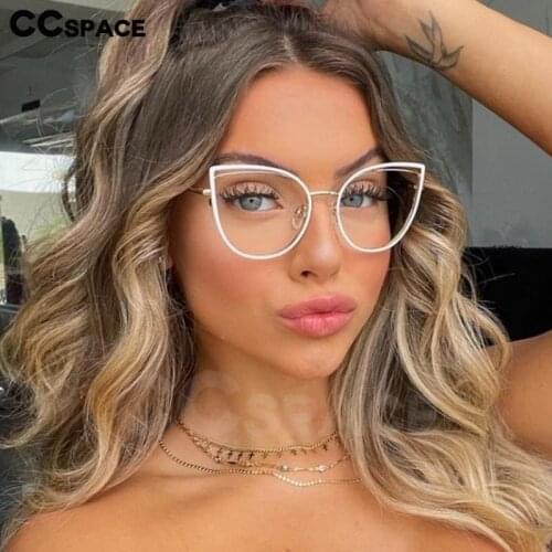 48198 Retro Cat Eye Metal Glasses Frame Anti-Blue Light Male and Female Optical Fashion Computer Eyeglasses Flat Mirror