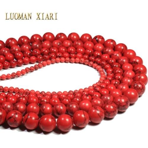 Wholesale Red Turquoises Stone Round Beads For Jewelry Making DIY Bracelet Necklace Handmade Material 4/6/8/10/12 mm