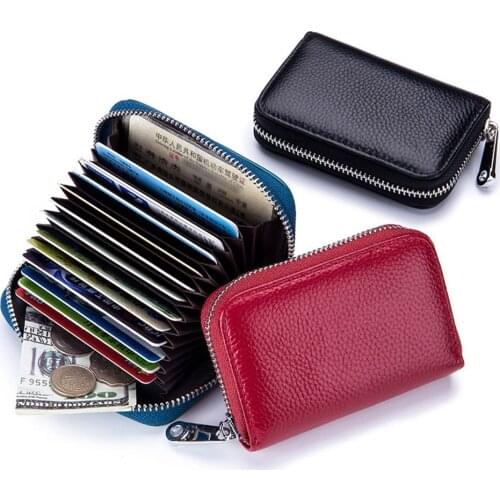 1 pcs Fashion Leather Organizer Business Credit Card Holder Cowhide Minimalist Women Travel Card Bag Men Small Wallet Wholesale