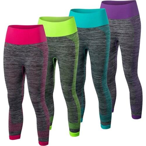 Sexy Sport Running Pants Gym Tights Fitness 3/4 Length Leggings Quick Dry Trousers Elastic Stretch Women Yoga Leggins