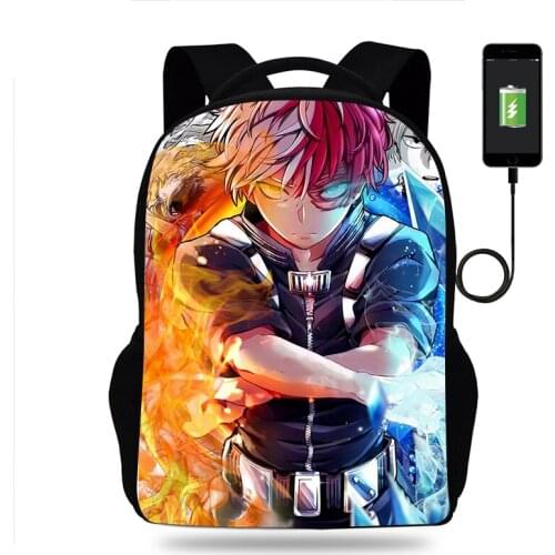 Anime Boku No Hero Academia Backpack Boys Girls School Bag Book Bags Men Women Rucksack Teens USB Travel Knapsack Mochila