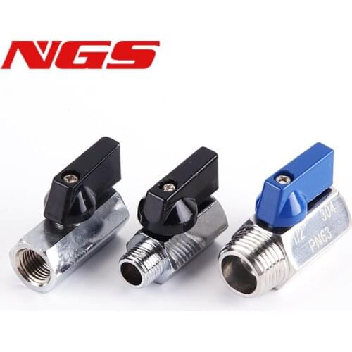 1/2" 3/8" 1/4" 1/8"BSP Threaded Male To Female Mini Nickel Plating Brass Ball Valve Stainless Steel Air Compressor Ball Valve