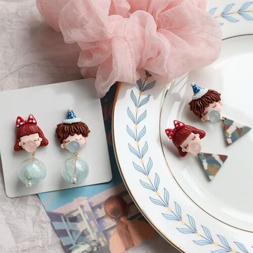 Cute Glass Dried Flower Earrings for Women Boys Girls Triangle Ear Clip Handmade Dating Jewelry 2021 Trend Friends Girls Gift 4