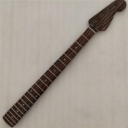 Zebra wood Electric Bass Guitar Neck Replacement 5 string 20 Fret gloss