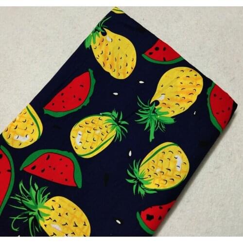 Fresh Navy Blue Colorful Fruit Watermelon Pineapple Printed Cotton Poplin Fabric 50x145cm Fabric Patchwork for Cloth Dress Party