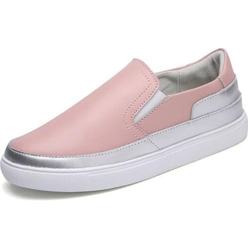 Spring Autumn Genuine Leather Women Sneakers Slip On Shoes Woman Loafers Casual Platform Flats Female Shoes XKD7030