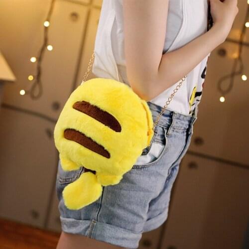 Japanese Anime Kawaii Pikachu Plush Shoulder bag For Adult Yellow Color Handbag Plush Backpacks Doll Toys Gifts