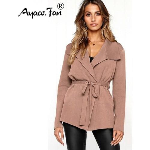 2019 New Autumn Winter Fashion Women Long Sleeve Loose Knitting Sweater Lady Knitted Female Cardigan Trench Style Coat femme