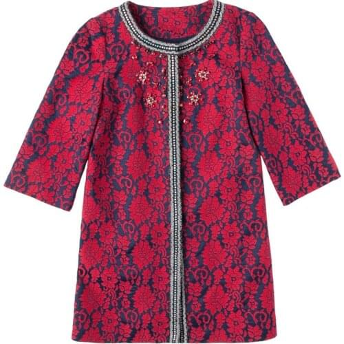 Best Quality Womens Coat 2018 Autumn Winter Overcoat Female Hand Made Beading Covered Button Vintage Lace Coat Trench Big Size