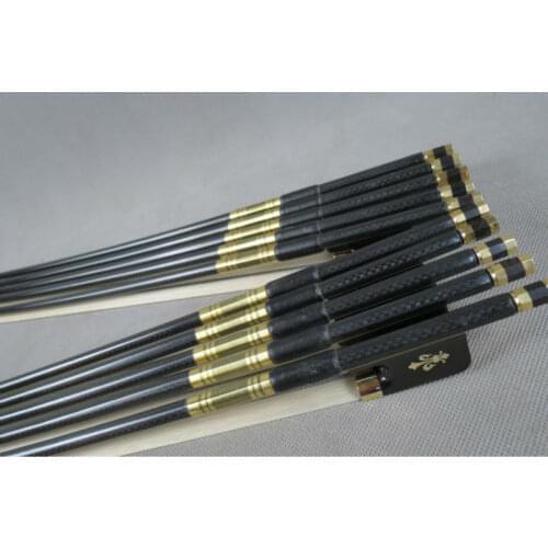 1Pc best plaid Carbon fiber violin bow 4/4 good balance nataul white Horsehair ebony frog copper parts free shipping #31