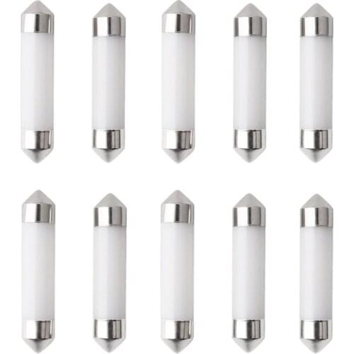 10pc COB Ceramic Shell Car LED Bulb Map Light 31-36-39-41mm C5W Led Festoon Lamp Vehicle Trunk Door Dome Light For Car 6000K 12V