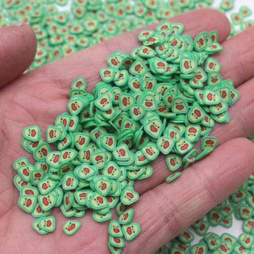 100g/lot Cute Avocado Slices Polymer Clay Soft Clay Sprinkles for Arts and Mobile Decoration DIY Crafts Filler Accessories