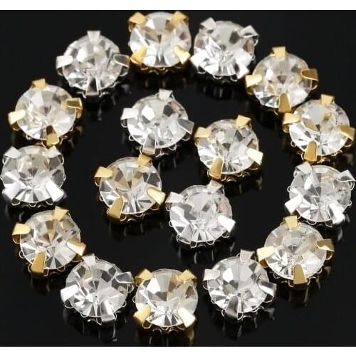 1000 Pcs Crystal Glass Stones Silver & Gold Claw Cup Rhinestones Sew on/Pearl machine inlay Rhinestone For Crafts Wedding Dress