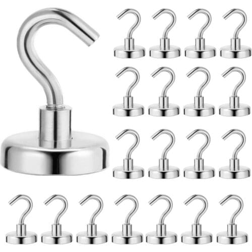 20Pcs Strong Magnetic Hooks Heavy Duty Magnet Holder Wall Hanging Hanger Magnetic Base Home Kitchen Storage Organization