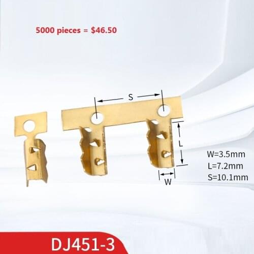 2000PCS brass terminal Shark mouth crimping buckle wiring copper buckle DJ451-3 three-to-four-tooth terminal crimping connector