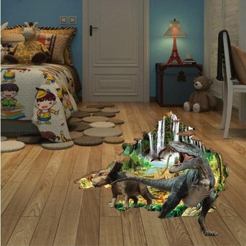 3D Creative Dinosaur Wall Stickers Living Room Decoration Floor Sticker Kids Room Decor Poster Boy Bedroom Decals for Furniture