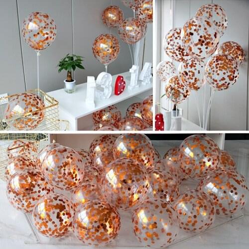 5/10Pcs 12inch Rose Gold Confetti Clear Balloons Wedding Decoration Baby Shower Birthday Party Decoration Kids Air Ballon Globos