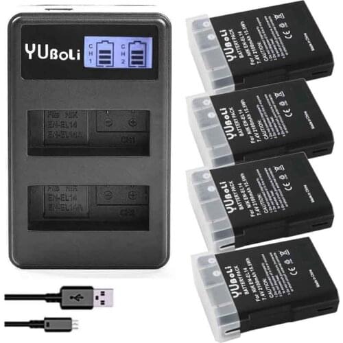 4x EN-EL14 EN EL14 EN-EL14a Battery for Nikon P7800,P7100,D3400,D5500,D5300,D5200,D3200,D3300,MH-24